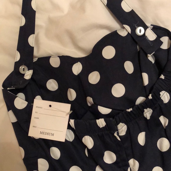 Navy Blue Polka Dot Dress - Picture 3 of 3